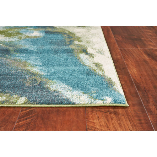 Wrought Studio Strouth Abstract Teal/Gray Area Rug & Reviews Wayfair